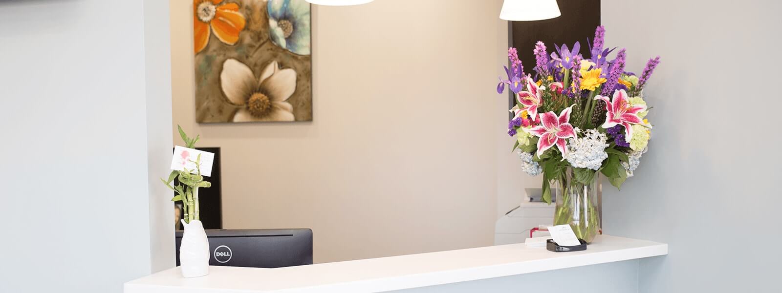 The reception desk at our Louisville dental office